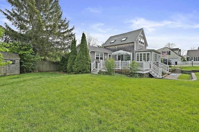 323 N Main St, Cohasset, MA 02025 - back of property featuring a wooden deck and roof with shingles