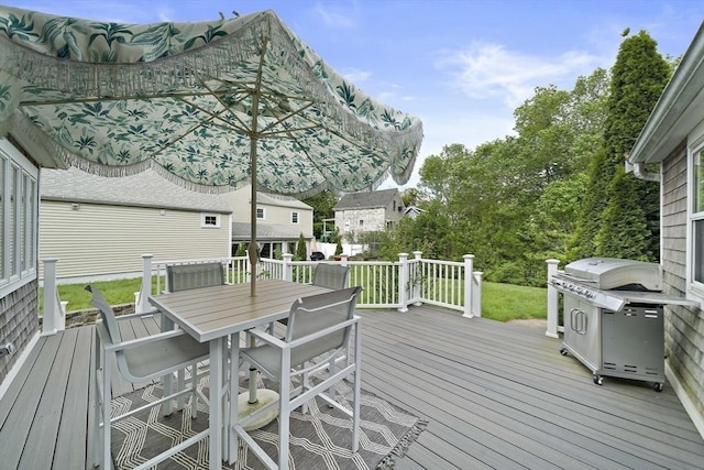 323 N Main St, Cohasset, MA 02025 - wooden terrace featuring outdoor dining space and grilling area