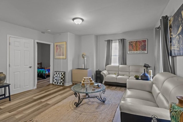 living room featuring light wood-type flooring