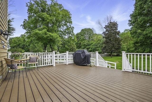 247 S St, Wrentham, MA 02093 - deck featuring area for grilling, view of wooded area, and a lawn