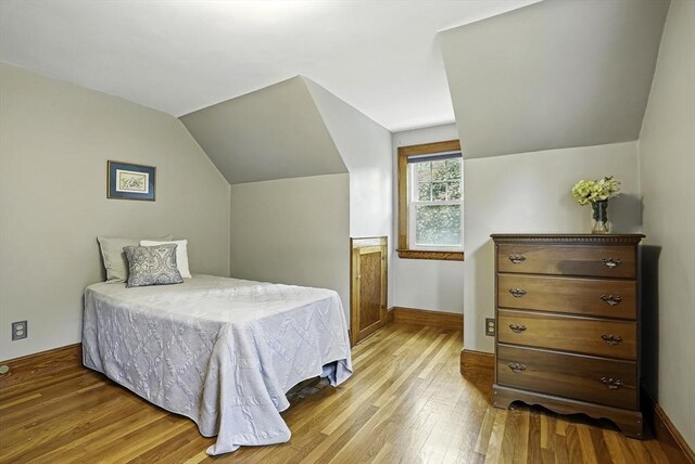 247 S St, Wrentham, MA 02093 - bedroom with hardwood / wood-style flooring, lofted ceiling, and baseboards