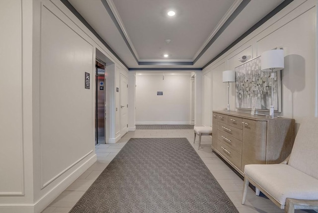 6 Overlook Dr Unit 207, Andover, MA 01810 - corridor with a raised ceiling, ornamental molding, and recessed lighting