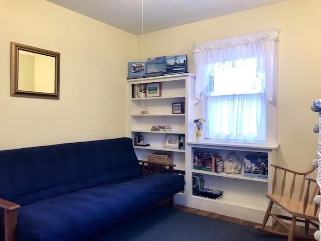 sitting room with hardwood / wood-style flooring