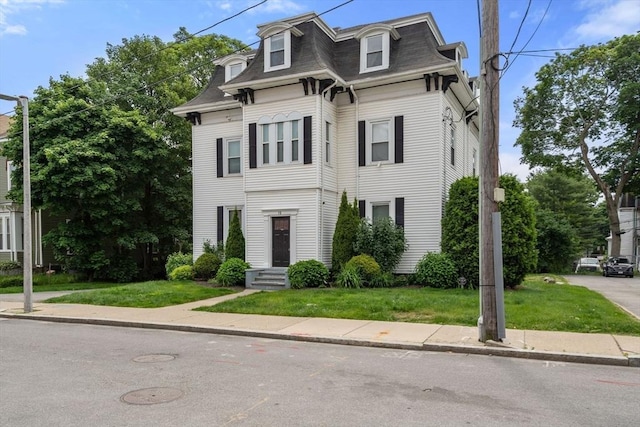 15 Beale St Unit 6, Boston, MA 02124 - victorian home featuring mansard roof, a front yard, and a shingled roof