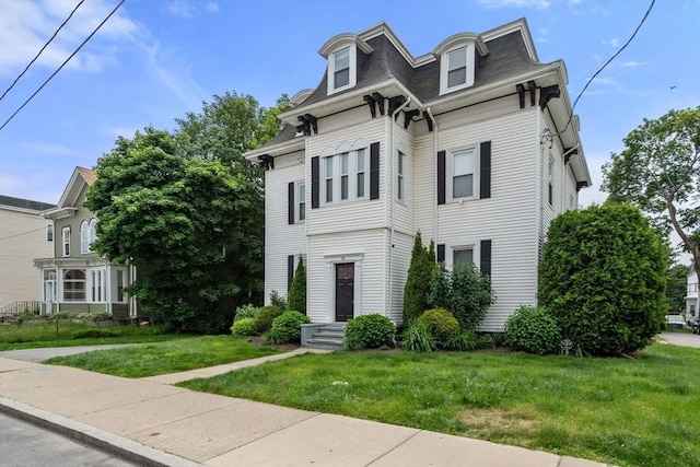 15 Beale St Unit 6, Boston, MA 02124 - victorian home with mansard roof, a front yard, and roof with shingles