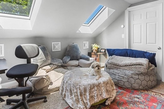 21 Hale St Unit 21, Newton, MA 02464 - sitting room with a skylight, lofted ceiling, and carpet