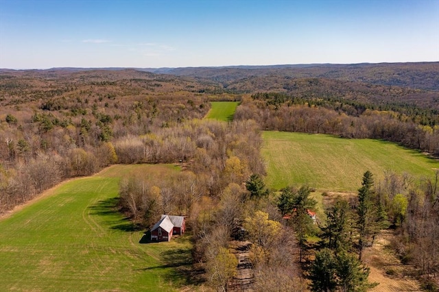 bird's eye view with a rural view and a forest view