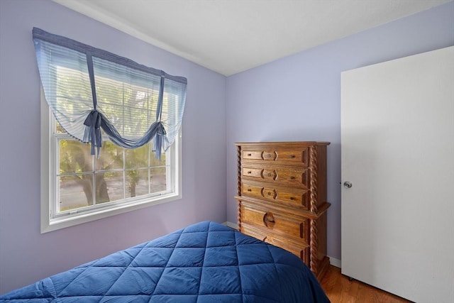 bedroom with wood finished floors