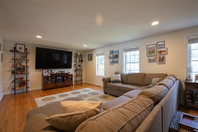 22 Hartley Ave, Brockton, MA 02302 - living room featuring plenty of natural light, recessed lighting, and light wood finished floors