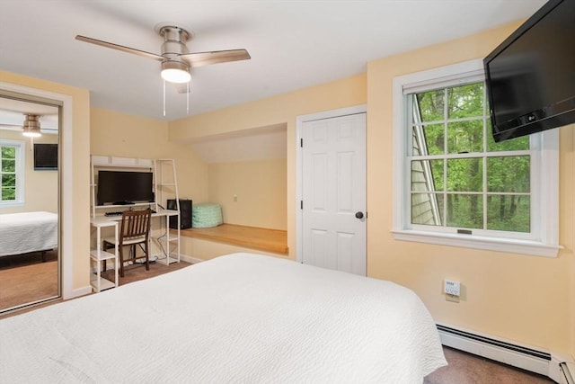 21 Autumn Ln, Marion, MA 02738 - bedroom with a baseboard heating unit, multiple windows, a closet, and ceiling fan