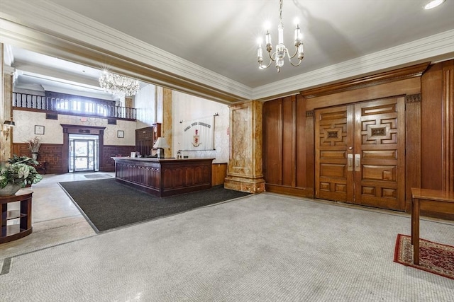 interior space featuring an inviting chandelier