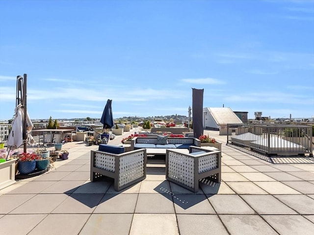 view of patio with a view of city