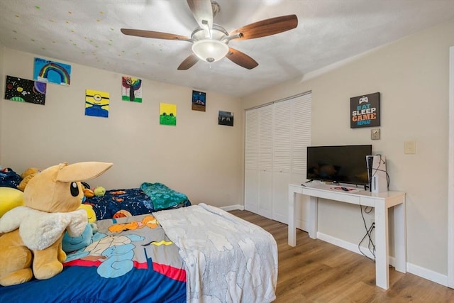 120 Eldridge St Unit 5, Taunton, MA 02780 - bedroom featuring a closet, wood finished floors, baseboards, and a ceiling fan