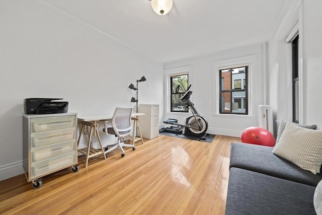 4 Fairbanks Unit 2, Brookline, MA 02446 - home office with baseboards and light wood-style flooring