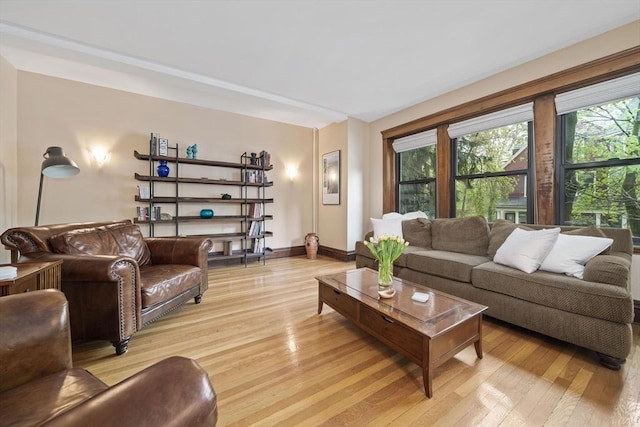 4 Fairbanks Unit 2, Brookline, MA 02446 - living room with light wood-style floors and baseboards