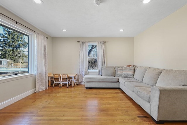 living room featuring light hardwood / wood-style flooring