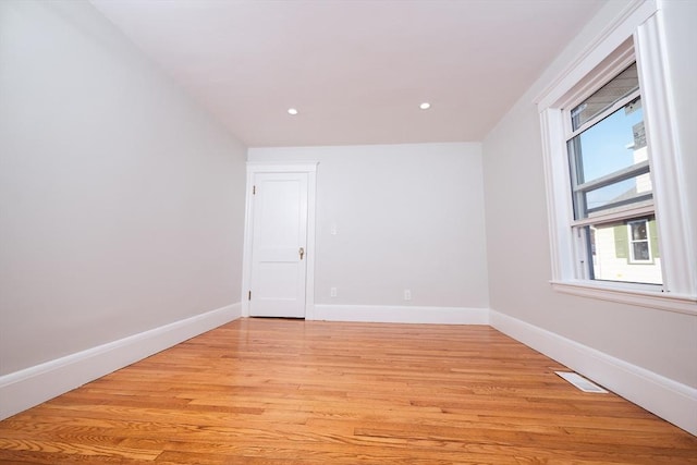 empty room featuring light wood-type flooring