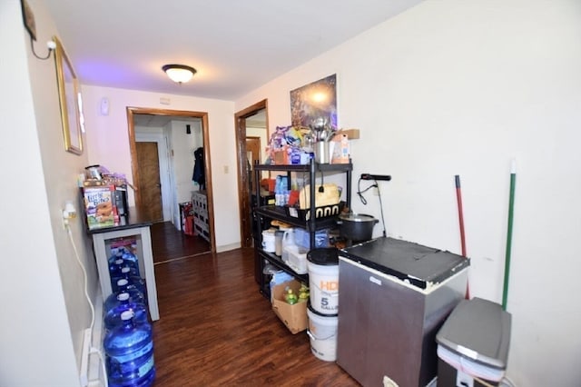 office area with dark wood-type flooring