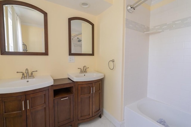 full bath featuring bathing tub / shower combination and vanity