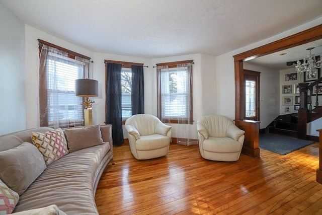 living room featuring light hardwood / wood-style flooring