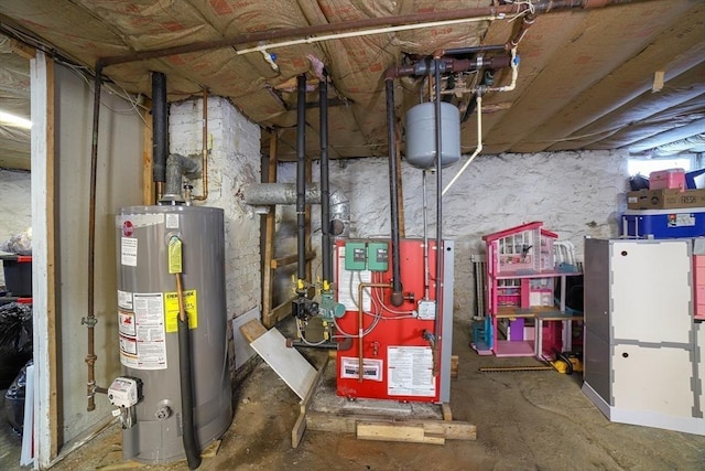 utility room with gas water heater