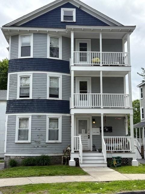 56 Fairfax Rd, Worcester, MA 01610 - view of front of house featuring a balcony and a porch