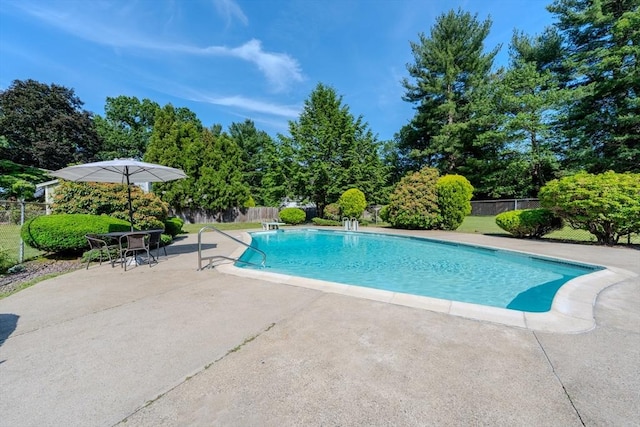 10 Primrose Rd, Billerica, MA 01821 - view of pool with a fenced backyard, a patio, and view of scattered trees