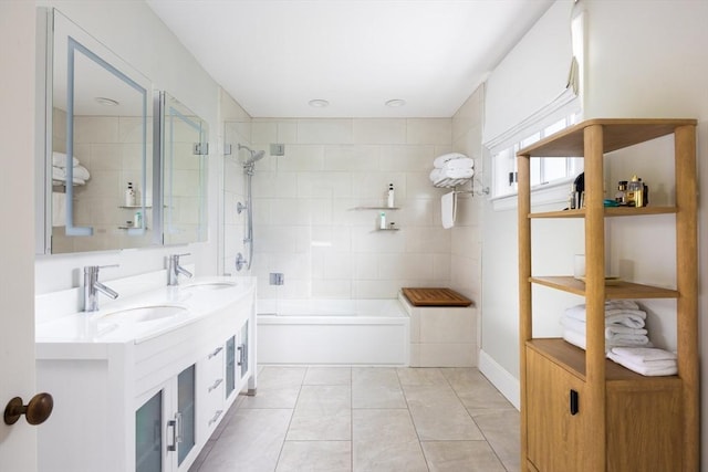 26 Sterling St, Newton, MA 02465 - full bath with double vanity and shower / tub combination