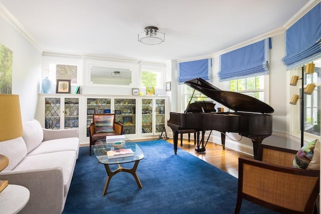 26 Sterling St, Newton, MA 02465 - living area featuring crown molding and wood finished floors