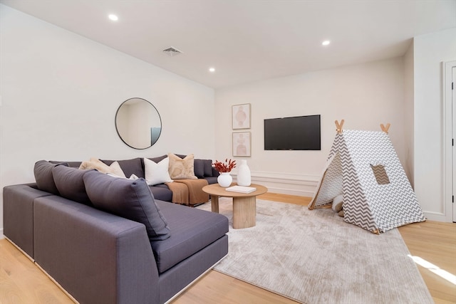 living room featuring light hardwood / wood-style flooring