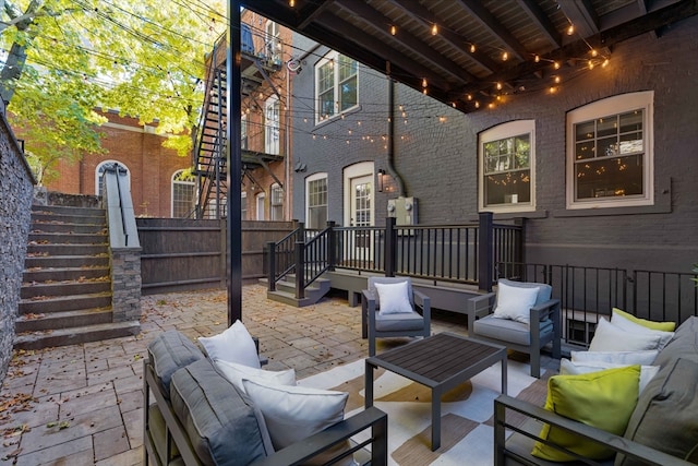 view of patio with an outdoor hangout area