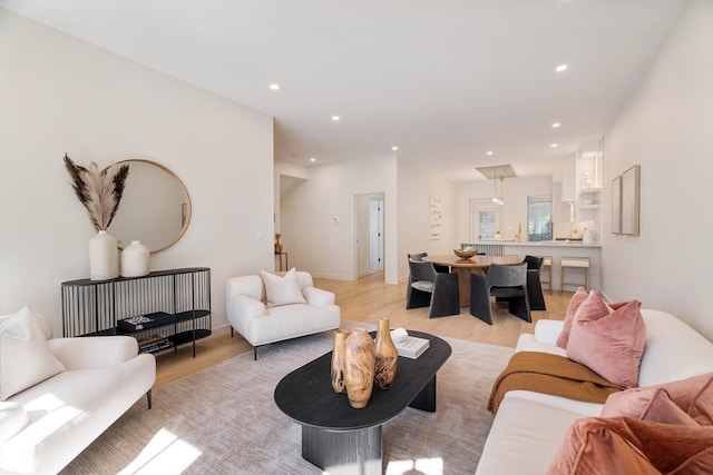 living room with light wood-type flooring