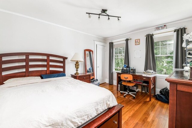 159 White St Unit 159, Belmont, MA 02478 - bedroom featuring wood finished floors, ornamental molding, and baseboards