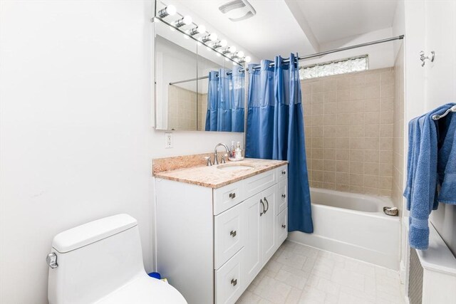 159 White St Unit 159, Belmont, MA 02478 - bathroom featuring toilet, vanity, and shower / bath combo with shower curtain