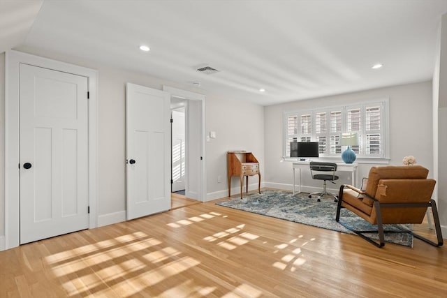 173 Liberty St, Braintree, MA 02184 - sitting room featuring wood finished floors, a desk, and recessed lighting