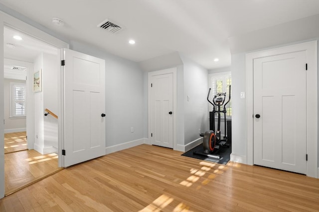 173 Liberty St, Braintree, MA 02184 - workout area featuring light wood-type flooring and recessed lighting