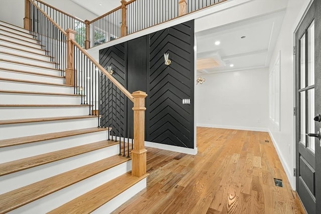 12 Martin St, Carlisle, MA 01741 - stairs with wood finished floors and recessed lighting