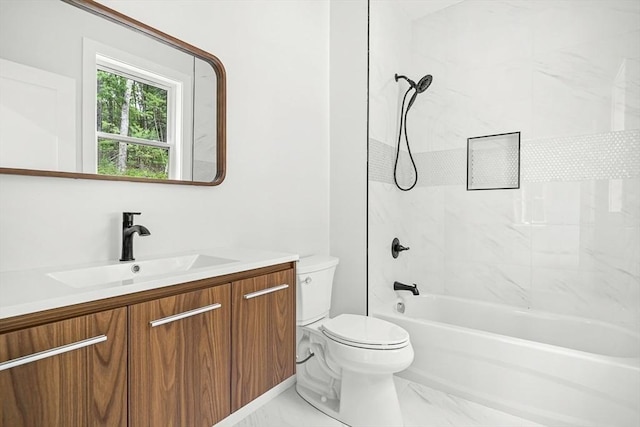 12 Martin St, Carlisle, MA 01741 - bathroom with vanity, shower / bathtub combination, and marble finish flooring