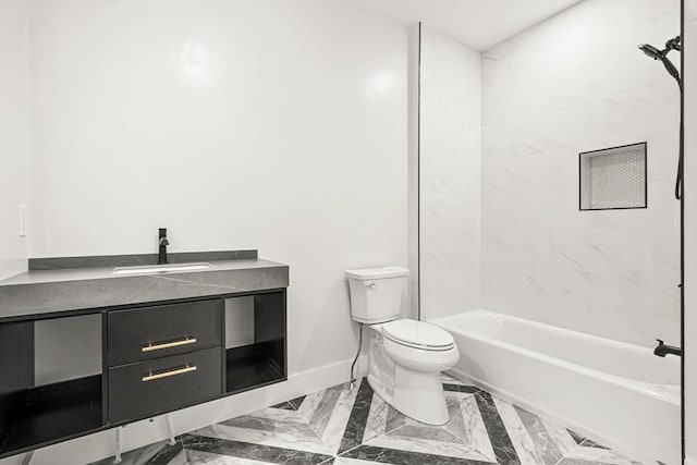 12 Martin St, Carlisle, MA 01741 - bathroom featuring vanity, marble finish flooring, and  shower combination