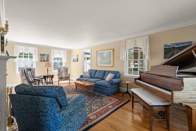 16 Bailey Ln, Dedham, MA 02026 - living area with ornamental molding, wood finished floors, and baseboards