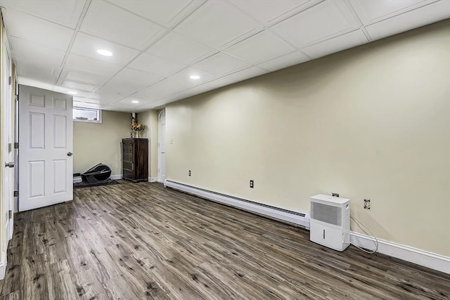 56 Ireta Rd, Shrewsbury, MA 01545 - finished below grade area with baseboard heating, wood finished floors, recessed lighting, and baseboards