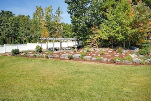 view of yard with a pergola