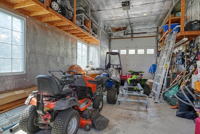 garage with a garage door opener