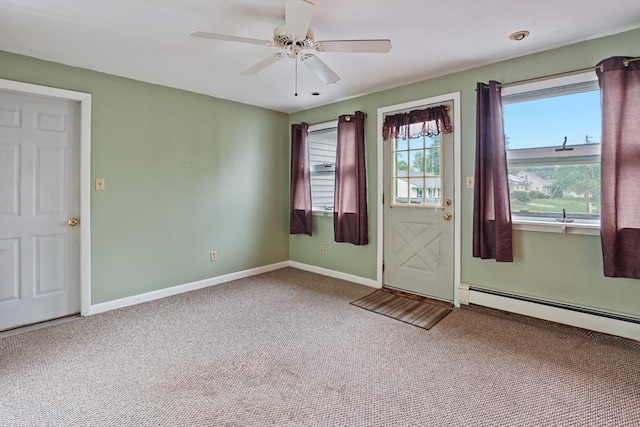 20 Amherst St, Grafton, MA 01536 - carpeted empty room with baseboard heating, baseboards, and ceiling fan