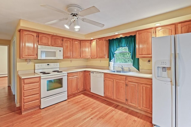 20 Amherst St, Grafton, MA 01536 - kitchen featuring white appliances, a sink, light wood-style floors, light countertops, and recessed lighting