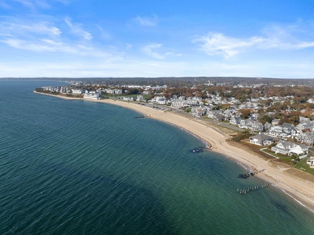 200 Grand Ave, Falmouth, MA 02540 - drone / aerial view featuring a water view, a view of the beach, and a residential view