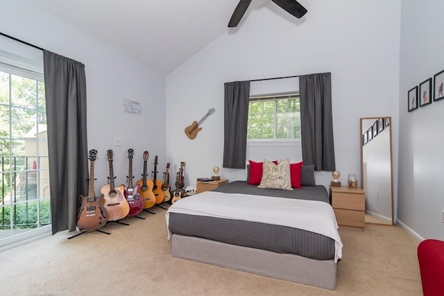 3 Treasure Way Unit 3, Ashland, MA 01721 - bedroom with carpet floors, multiple windows, a ceiling fan, and high vaulted ceiling