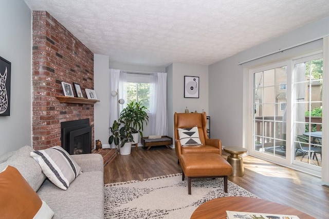 3 Treasure Way Unit 3, Ashland, MA 01721 - living area featuring wood finished floors, a textured ceiling, and a fireplace