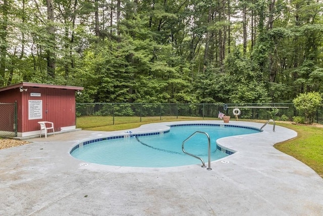 420 Great Rd Unit B9, Acton, MA 01720 - community pool featuring fence, a patio, and an outbuilding