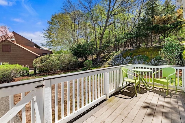 wooden terrace with a water view